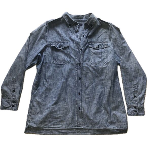 Women's GAP 100% Cotton Chambray Long Sleeve Button Down Shirt size XL - Picture 1 of 7